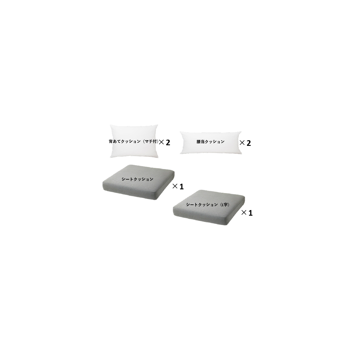 クッションカバー 背あてクッション×2、腰当クッション×2、シートクッション×1、シートクッション(L型)×1 SCZC0012