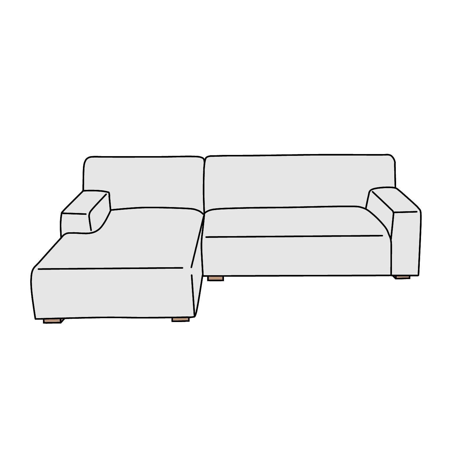 HUKLA(フクラ)BRNO(ブルノ)3P片肘ソファ・カウチソファ(右カウチ)横幅約251cm