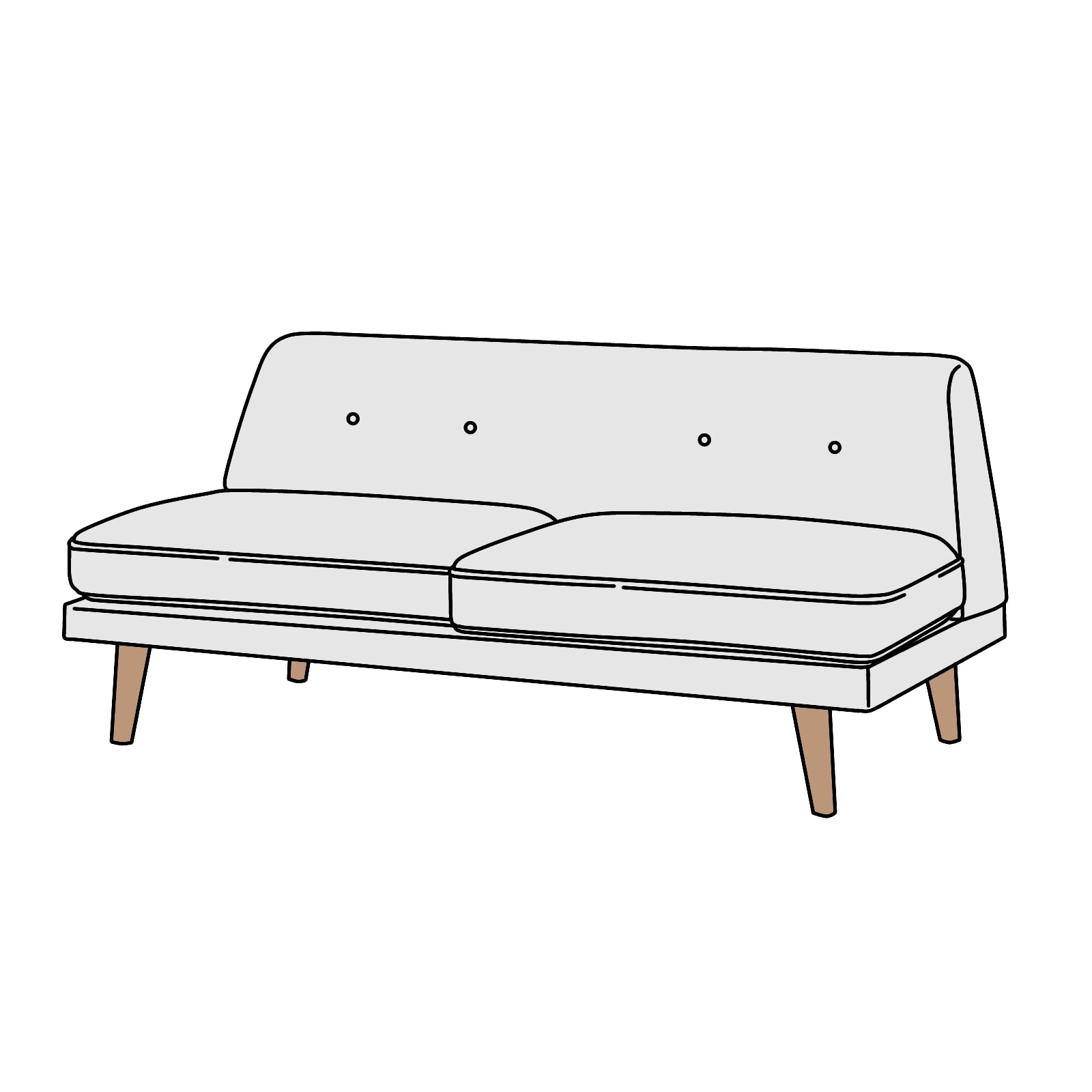 KEYUCA(ケユカ)ムートソファ 2.5人掛け 横幅約150cm