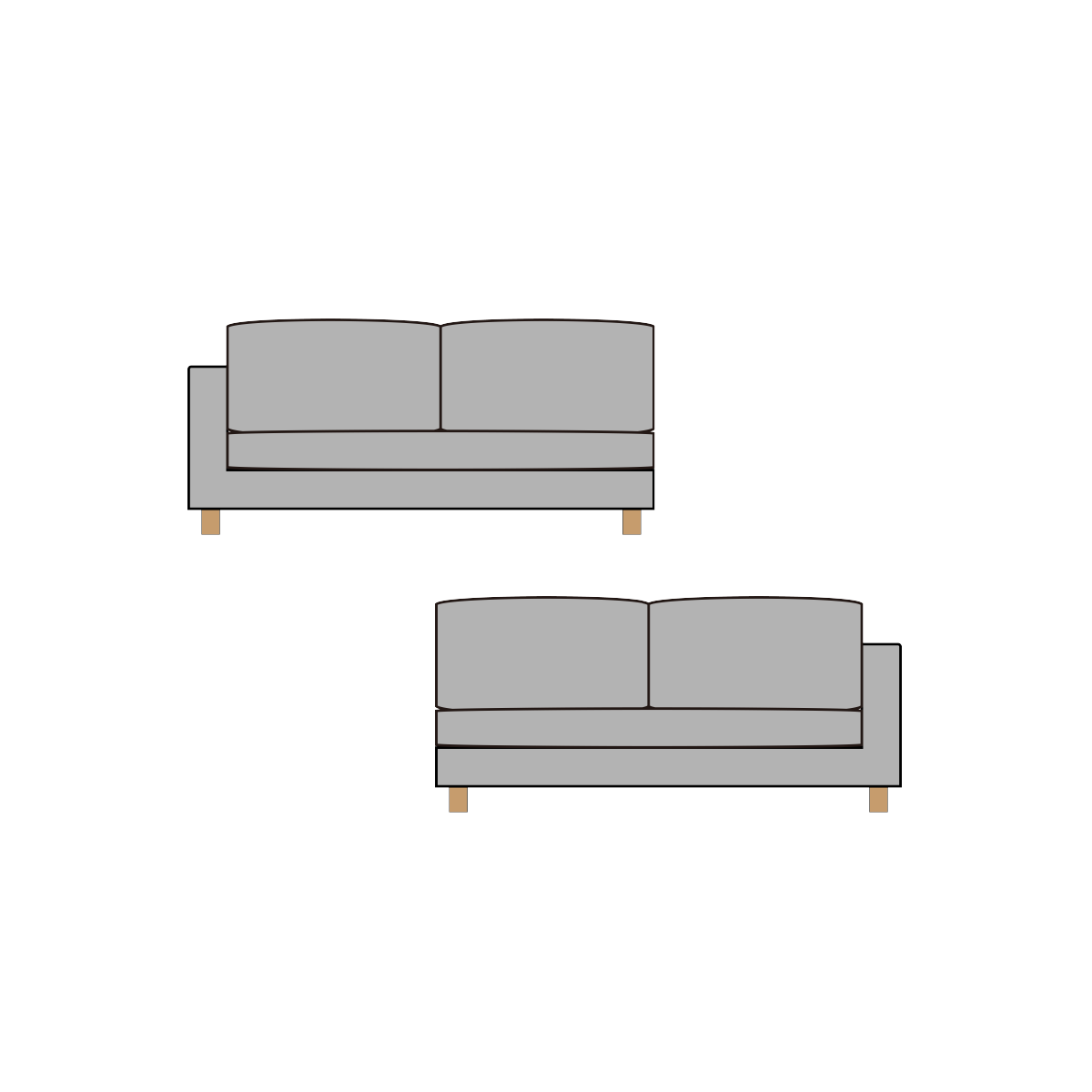片肘ユニットソファ 本体+背あてクッション×2+シートクッション×1 KH1L2C1Z