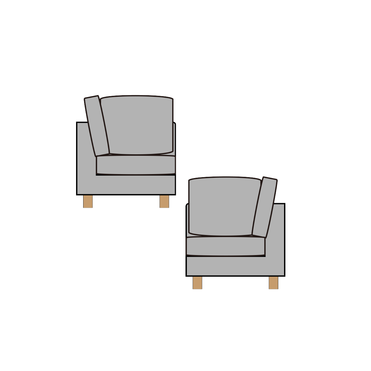 片肘ユニット 本体+背あてクッション×2+シートクッション×1 KH2S2C1Z