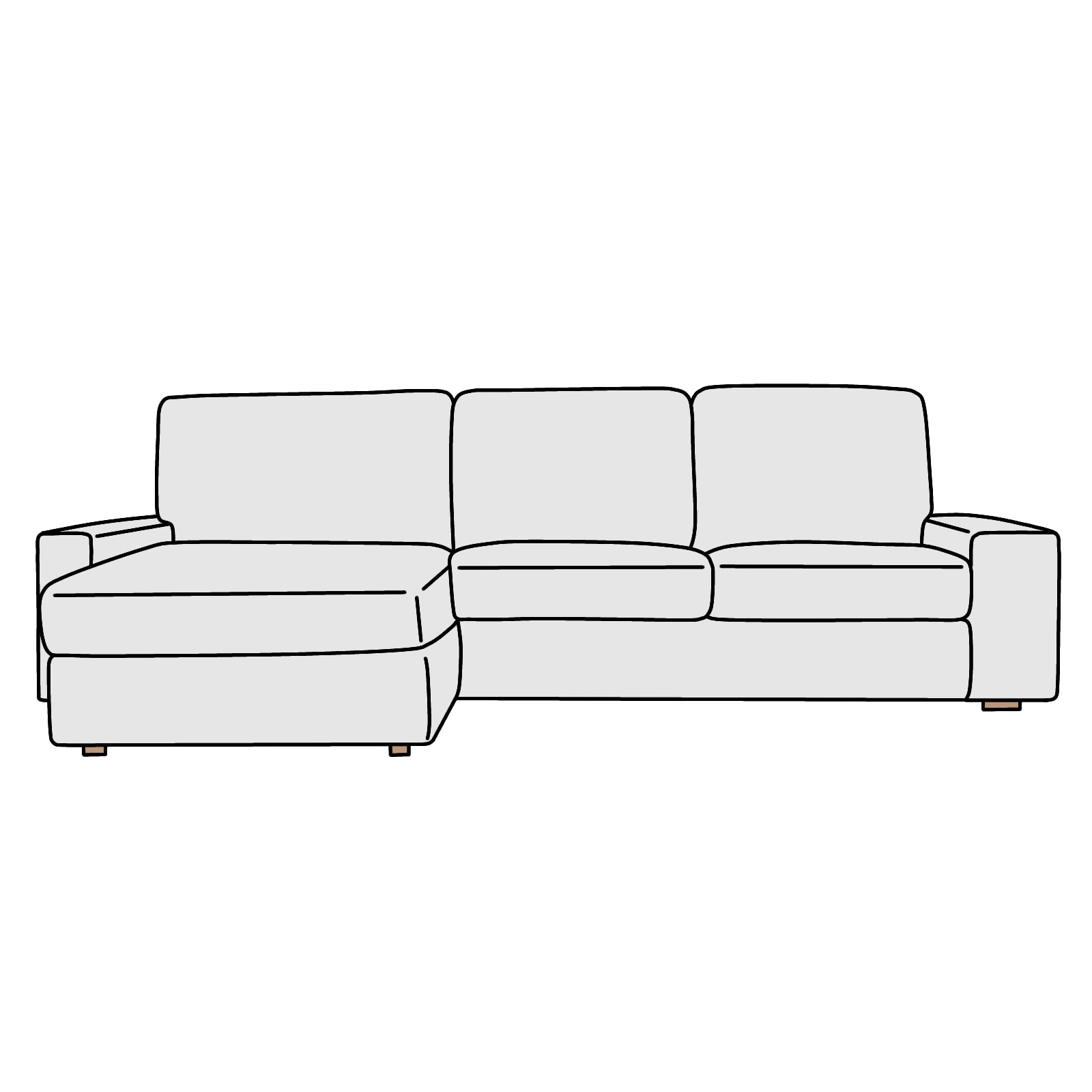 IKEA(イケア)KIVIK(シーヴィク)肘付2人掛+寝椅子A 横幅約280cm