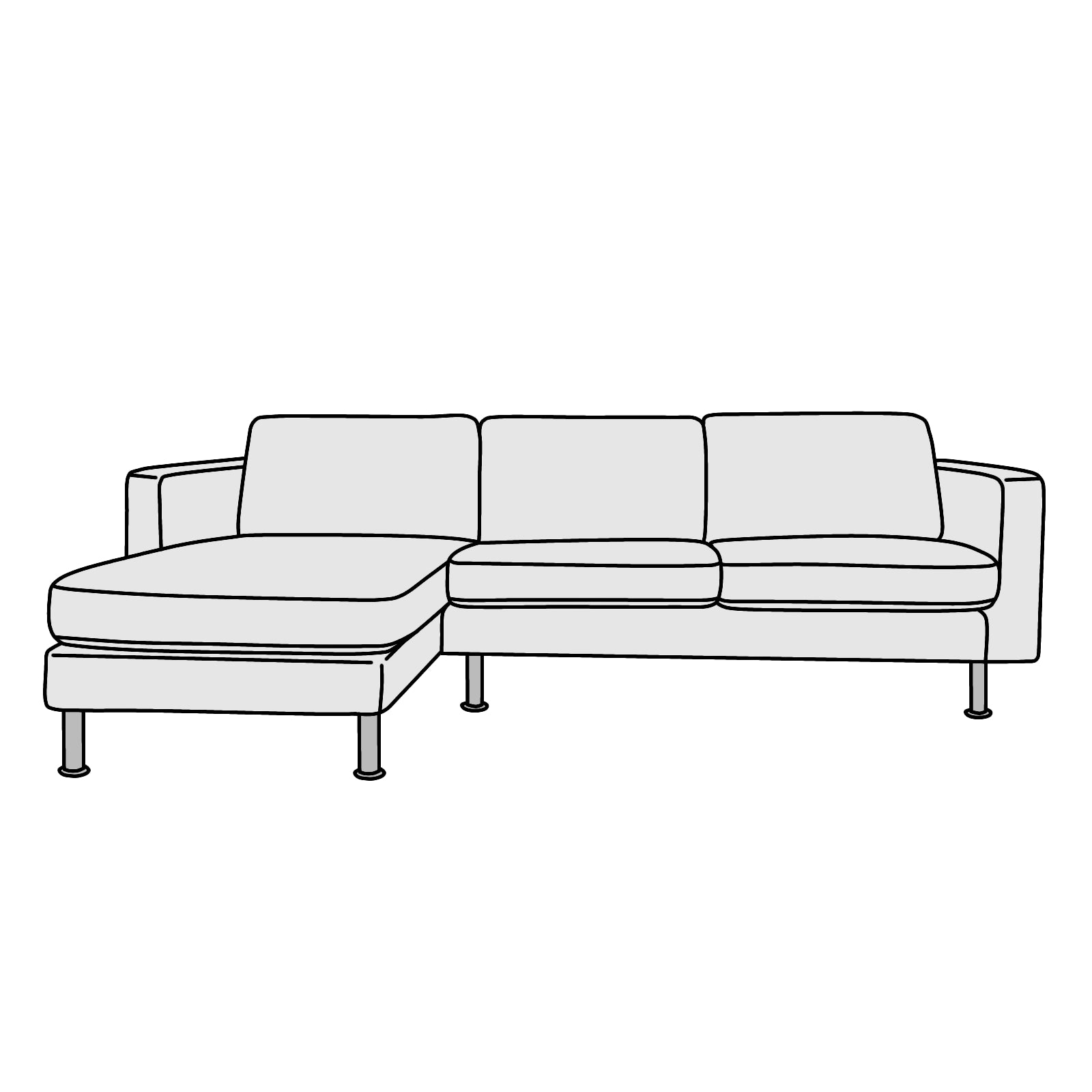 IKEA(イケア)LANDSKRONA(ランズクローナ)肘付2人掛+寝椅子A 横幅約240cm