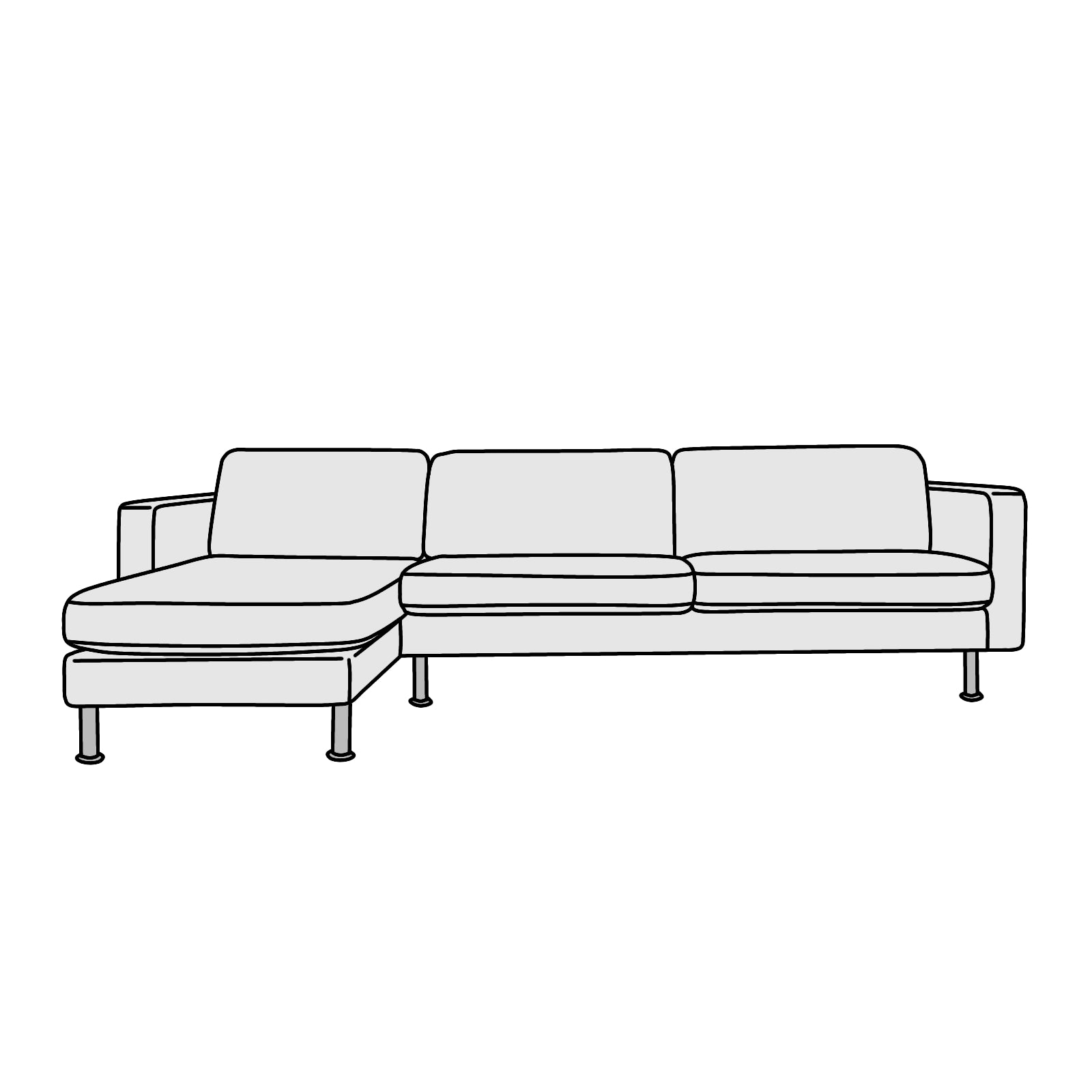 IKEA(イケア)LANDSKRONA(ランズクローナ)肘付3人掛+寝椅子A 横幅約280cm