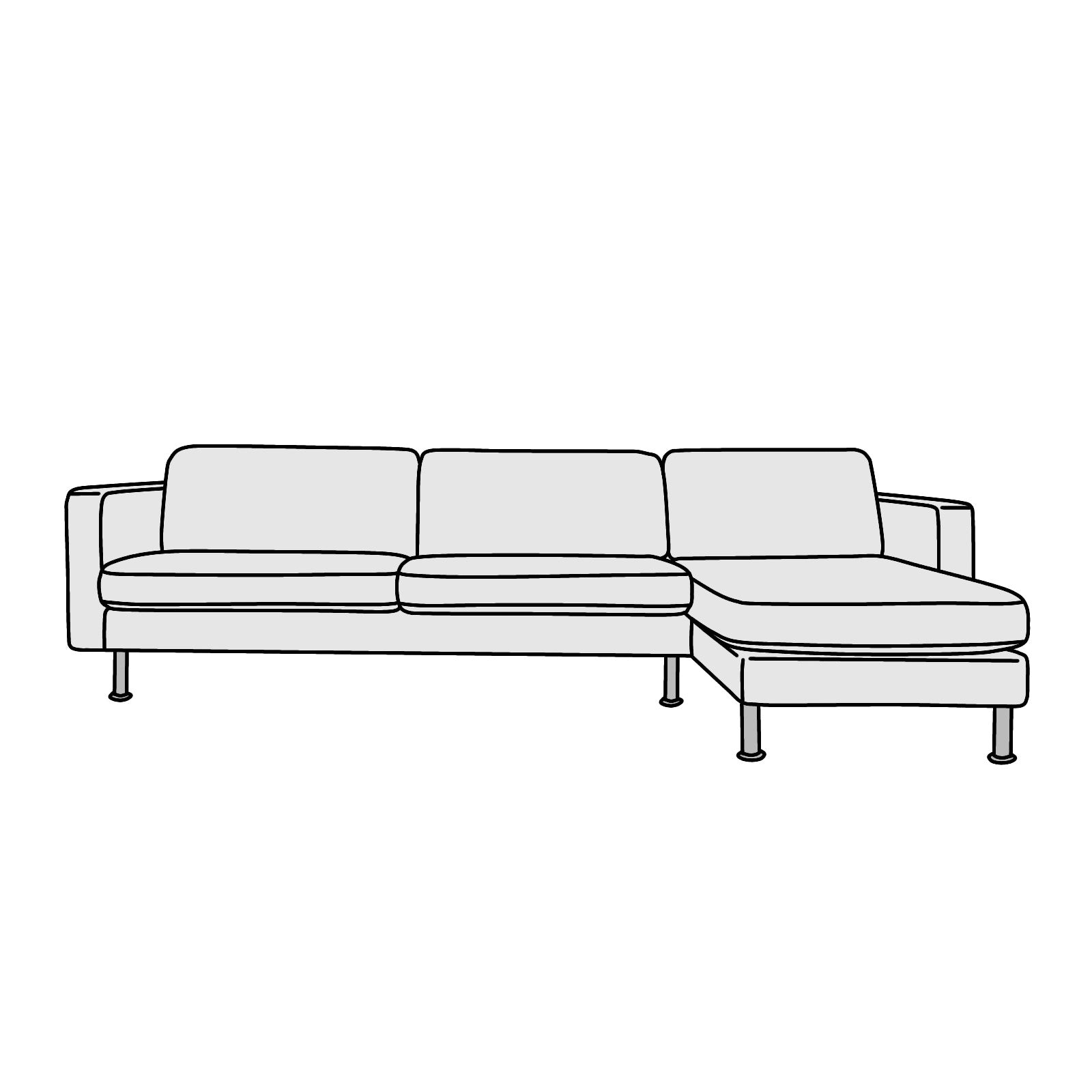 IKEA(イケア)LANDSKRONA(ランズクローナ)肘付3人掛+寝椅子B 横幅約280cm