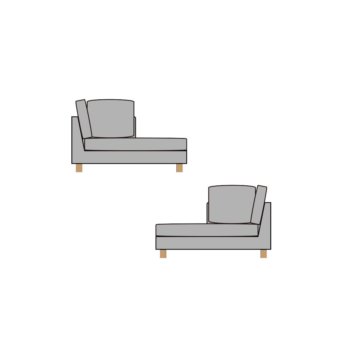 肘付寝椅子ユニット 本体+背あてクッション×2+シートクッション×1 NH1M2C1Z