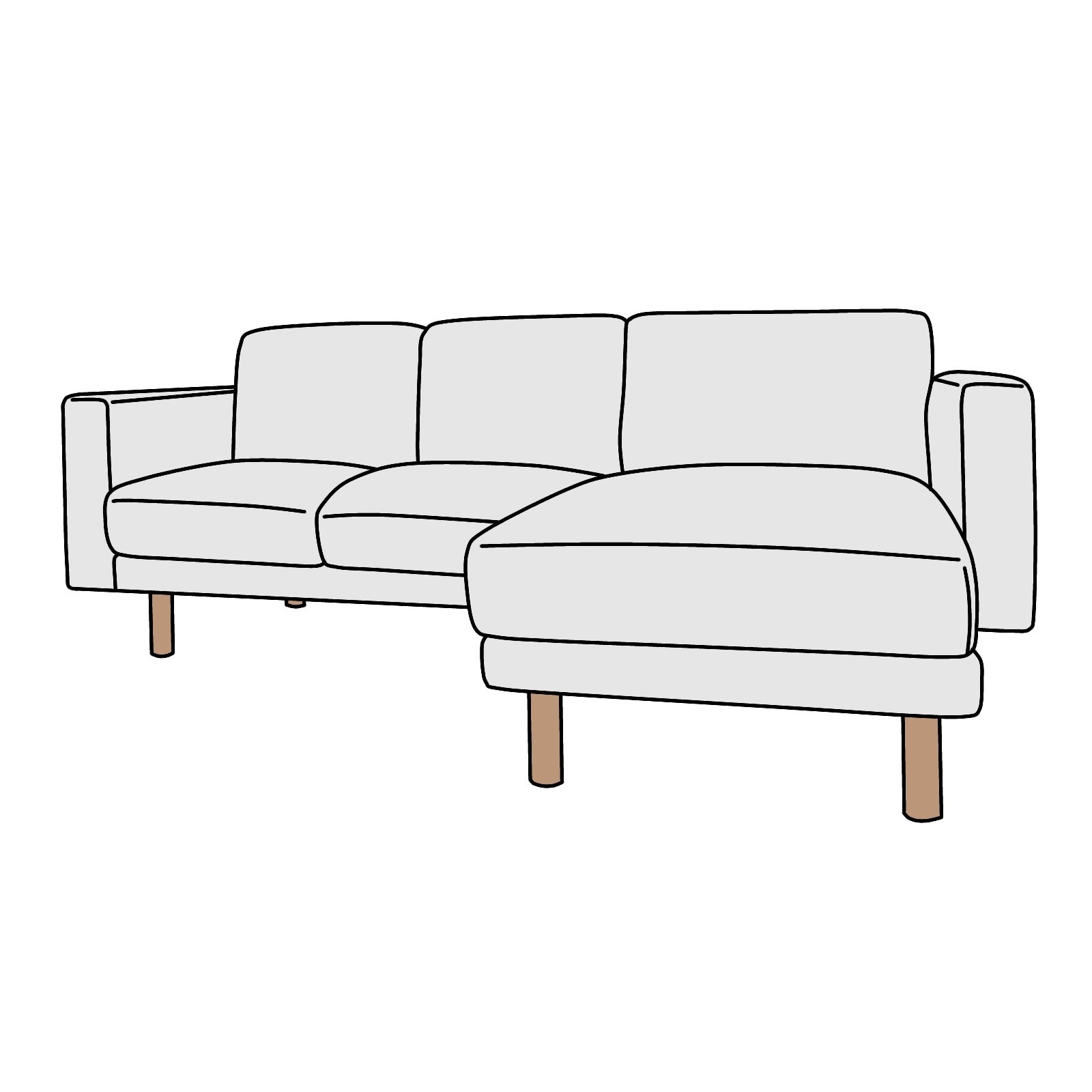 IKEA(イケア)NORSBORG(ノルスボリ)肘付2人掛+寝椅子B 横幅約231cm
