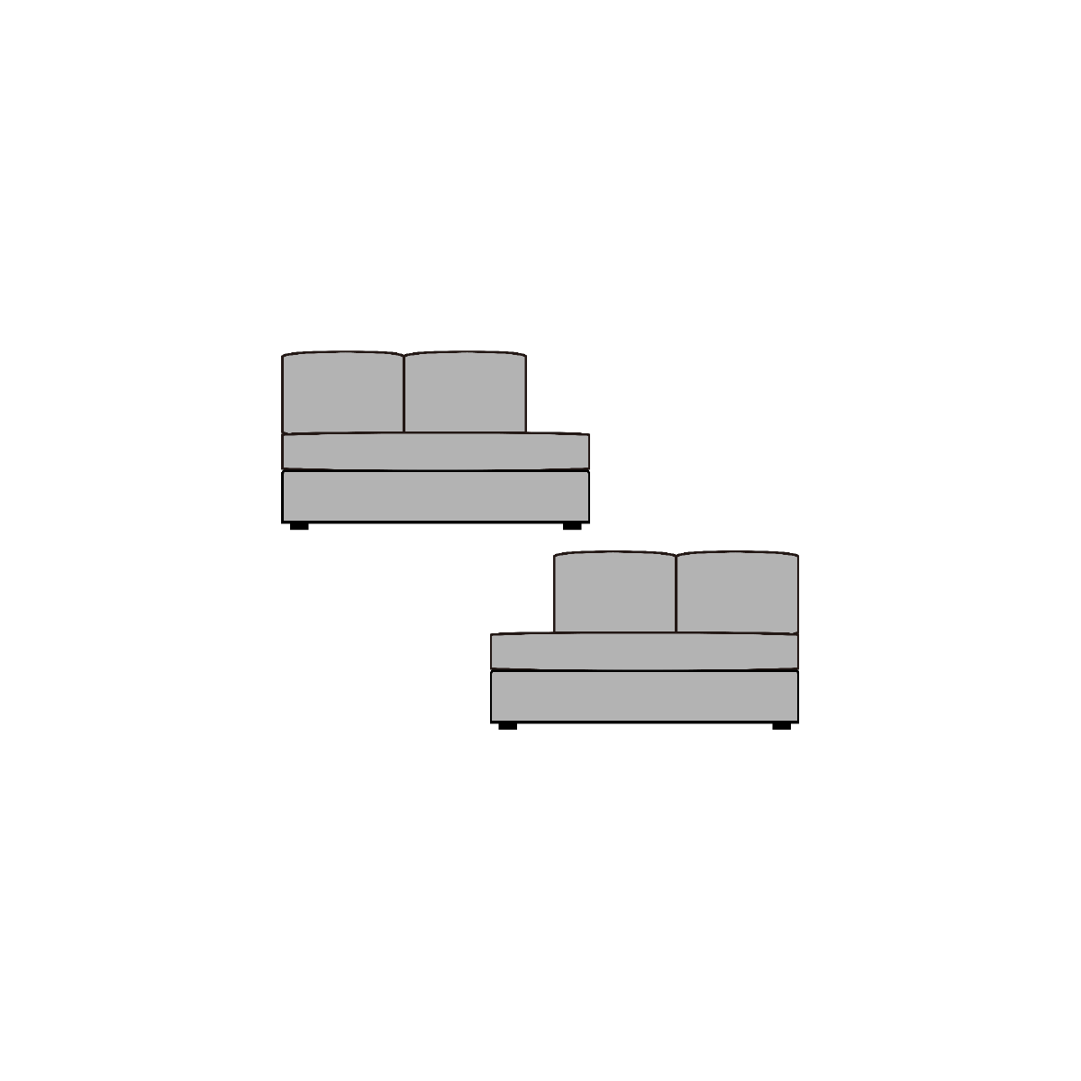 肘無ソファ 本体+背あてクッション×2+シートクッション×1 PN1M2C1Z-1