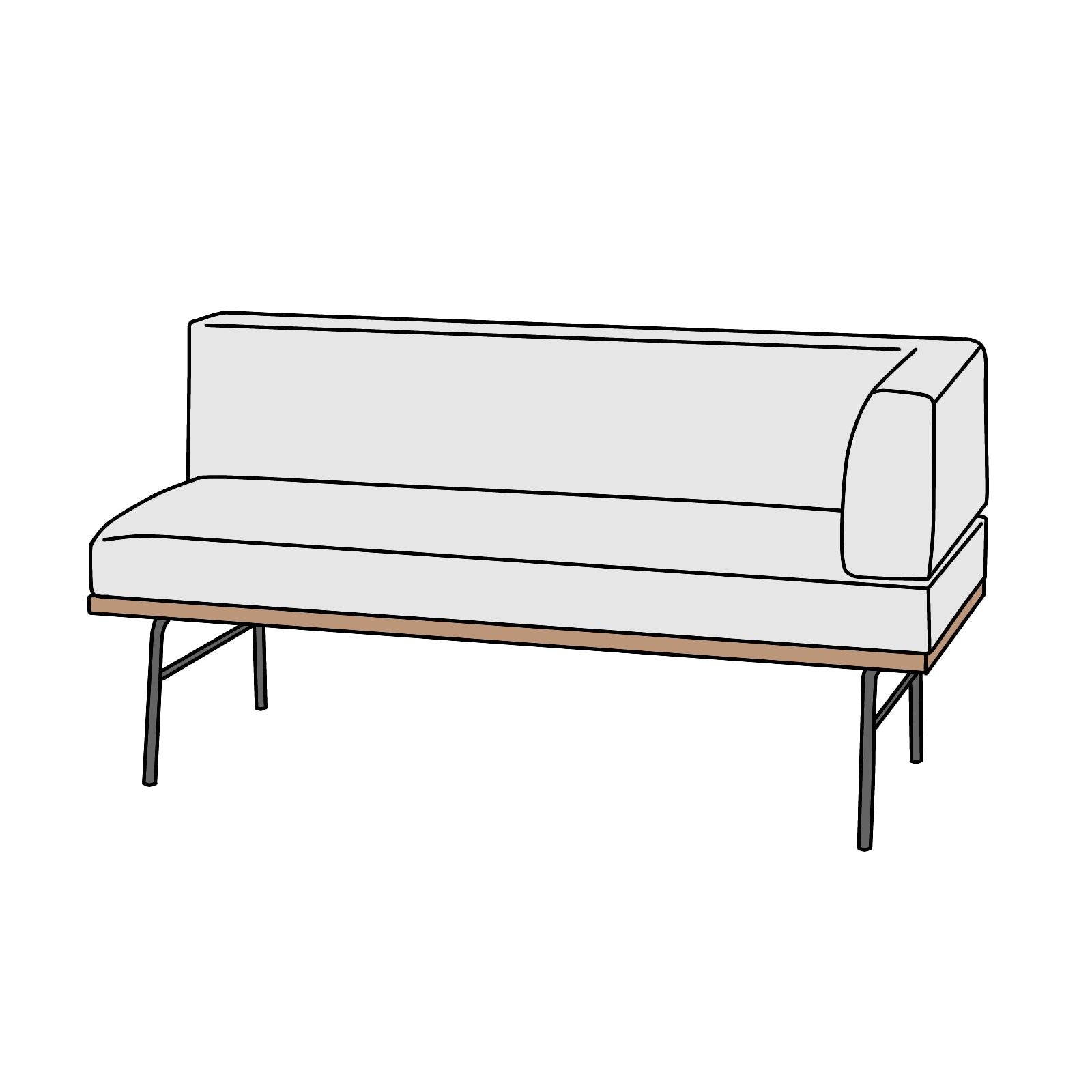 UNICO(ウニコ)FUNEAT(ファニート)ベンチアーム(レフトアーム)横幅約138cm