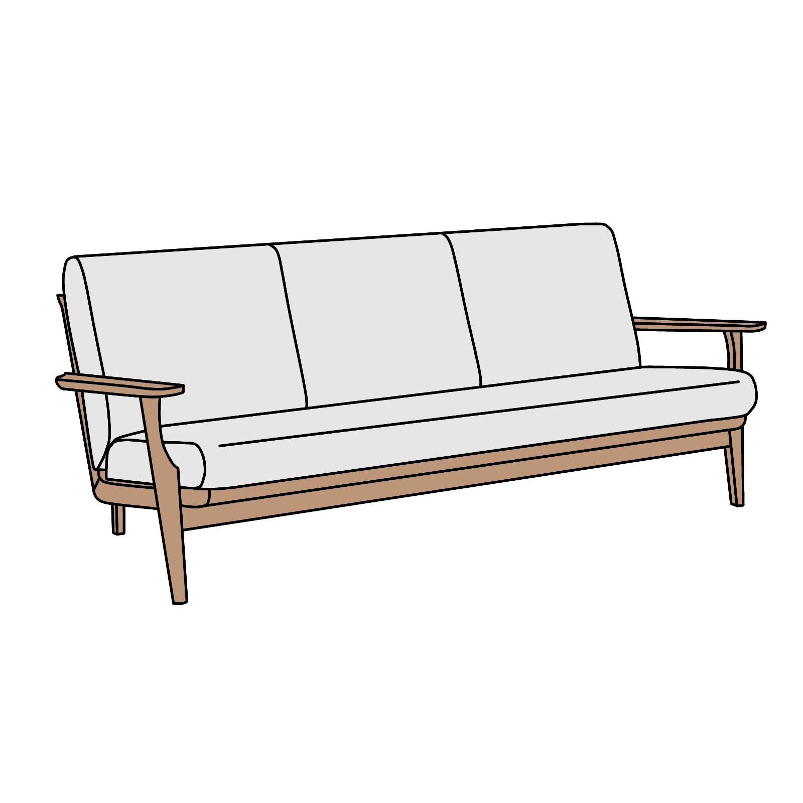 カリモク家具 WU61モデル 長椅子 横幅約201.5cm