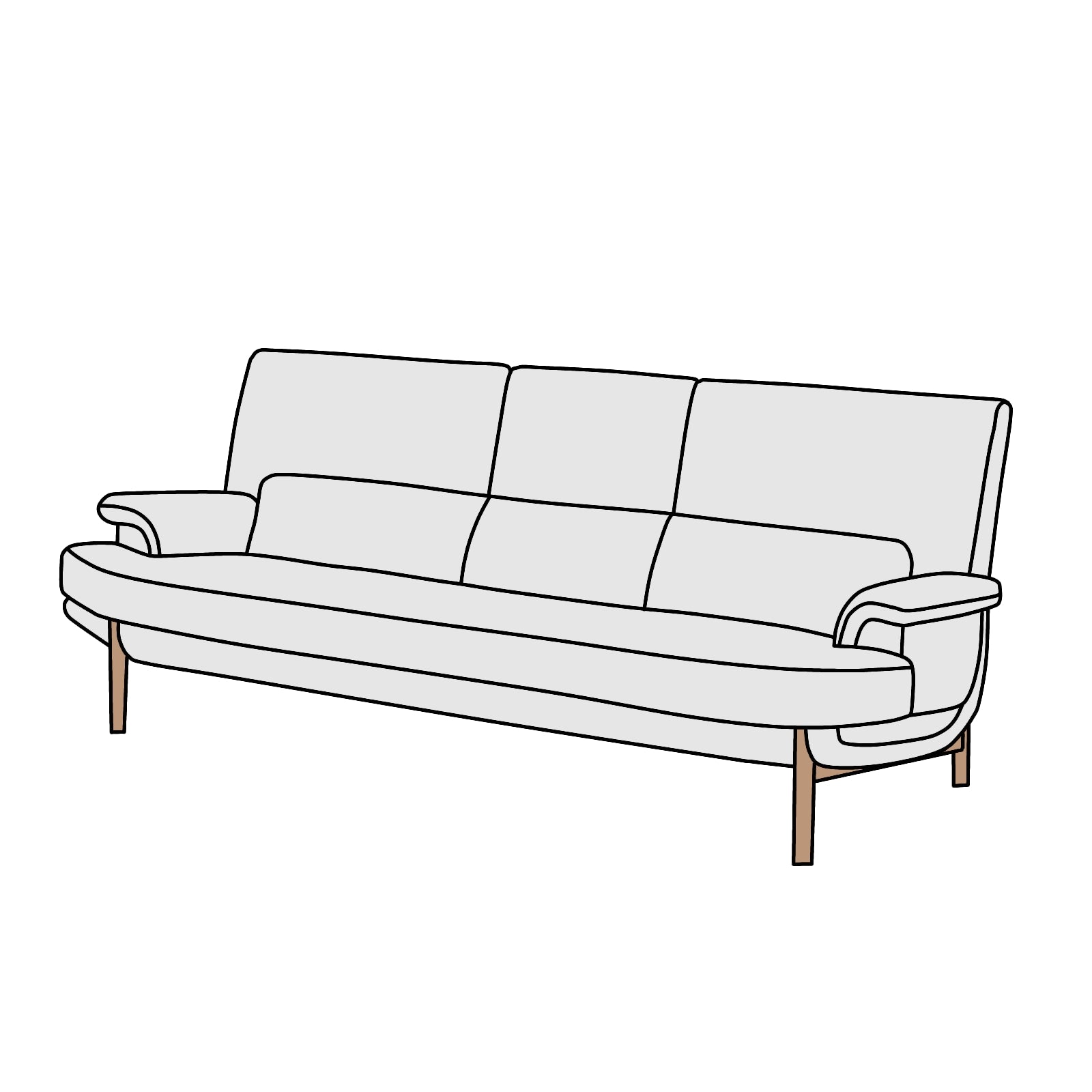 カリモク家具 ZU25モデル/UU25モデル 長椅子(肘デザイン・張り込みタイプ)横幅約185cm