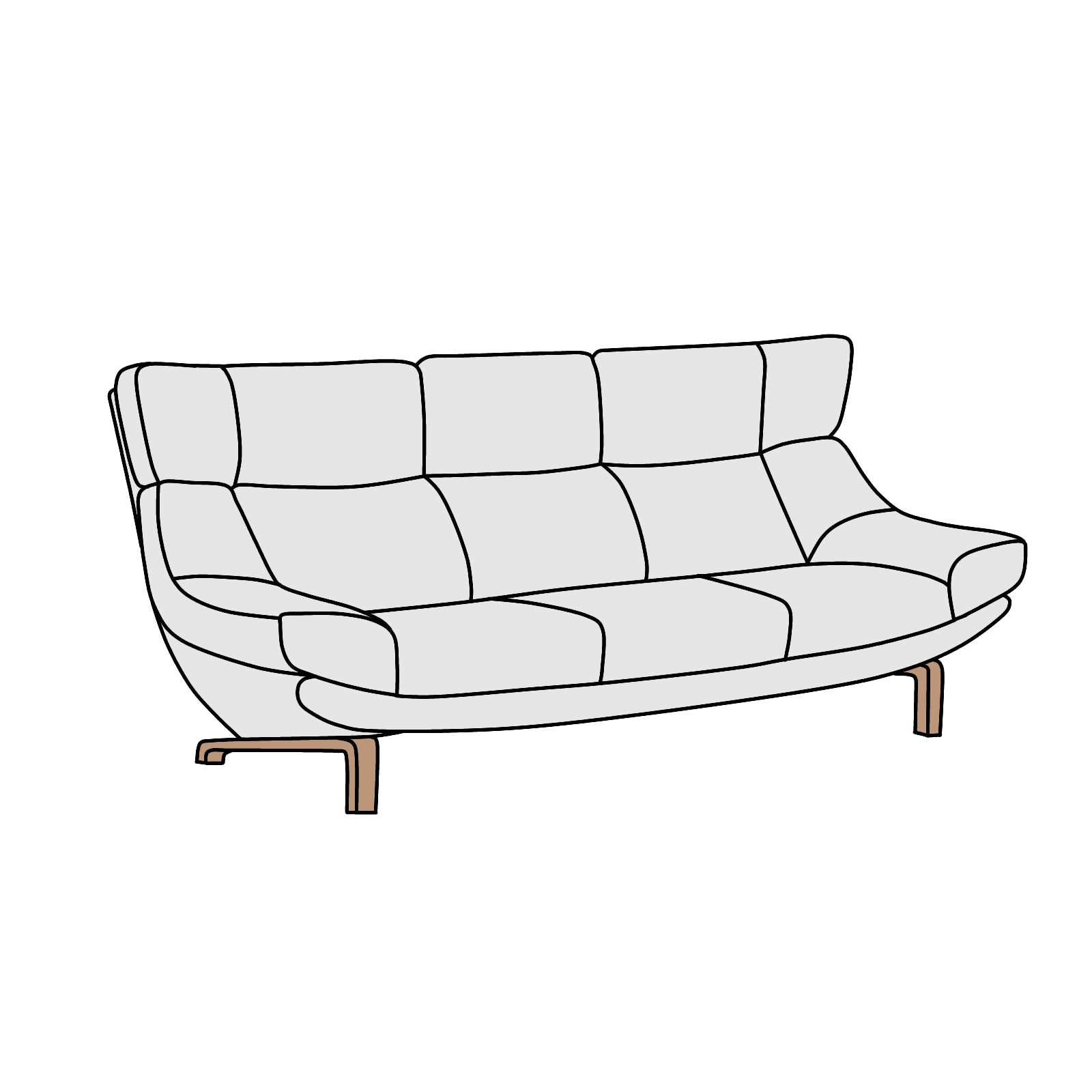 カリモク家具 ZU46モデル 長椅子 横幅約204cm