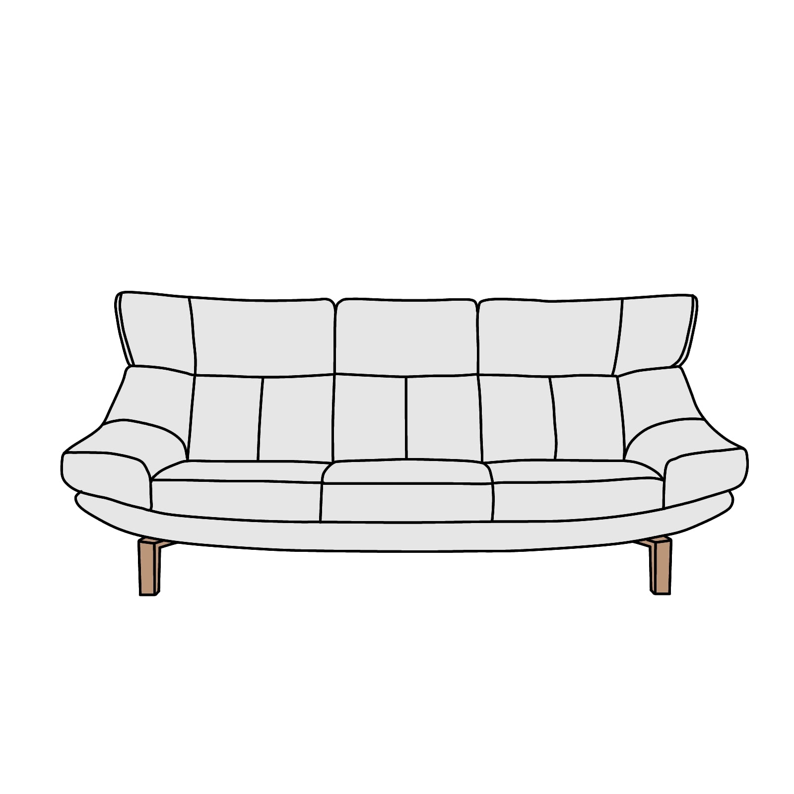 カリモク家具 ZU46モデル 長椅子ロング 横幅約234cm