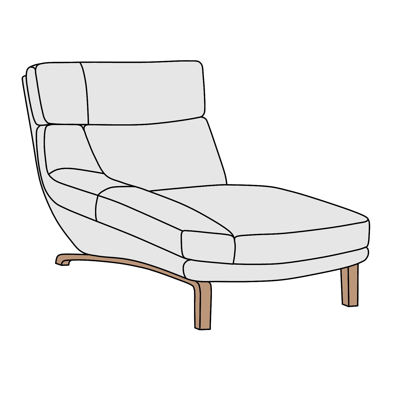 カリモク家具 ZU46モデル 右肘シェーズロング 横幅約89cm