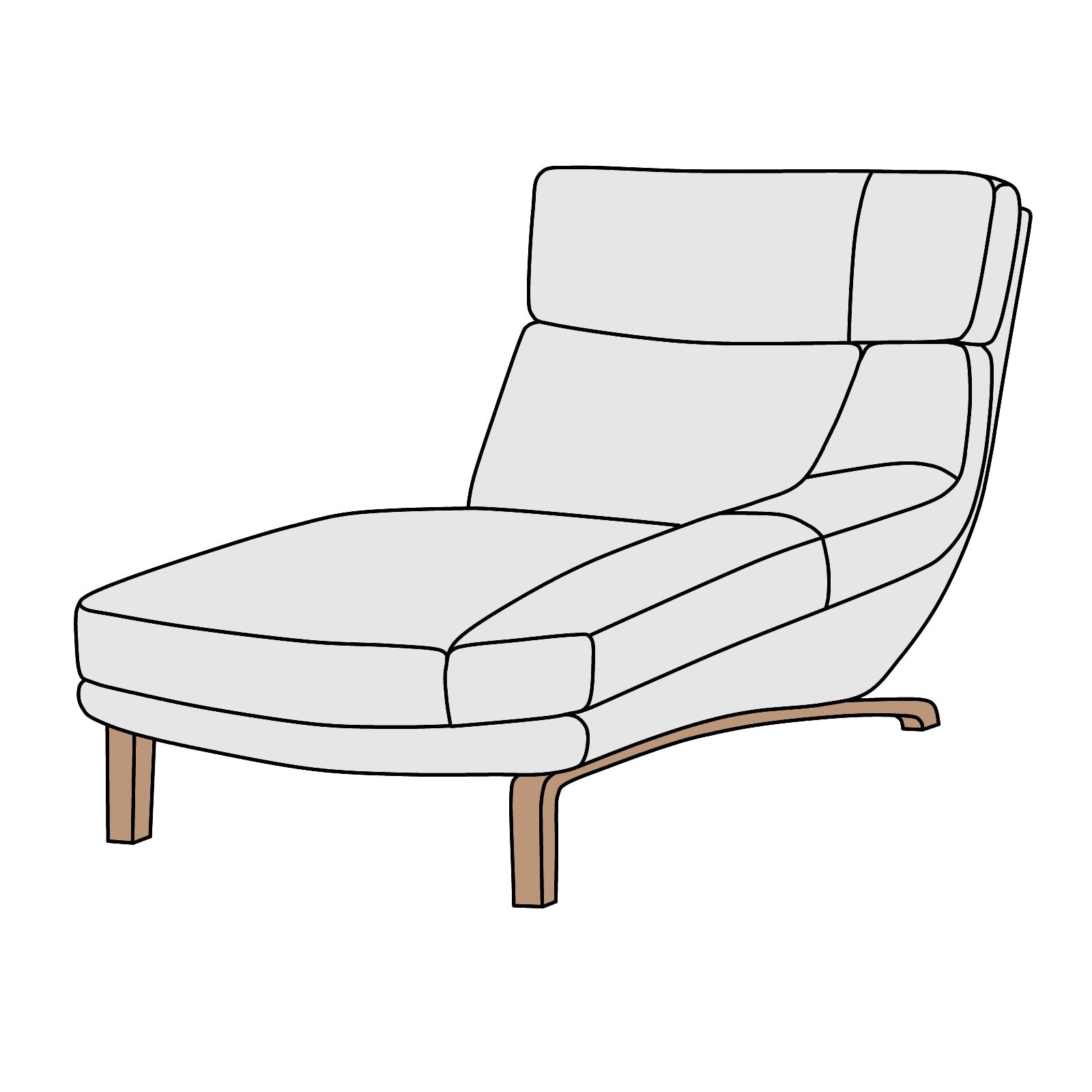 カリモク家具 ZU46モデル 左肘シェーズロング 横幅約89cm