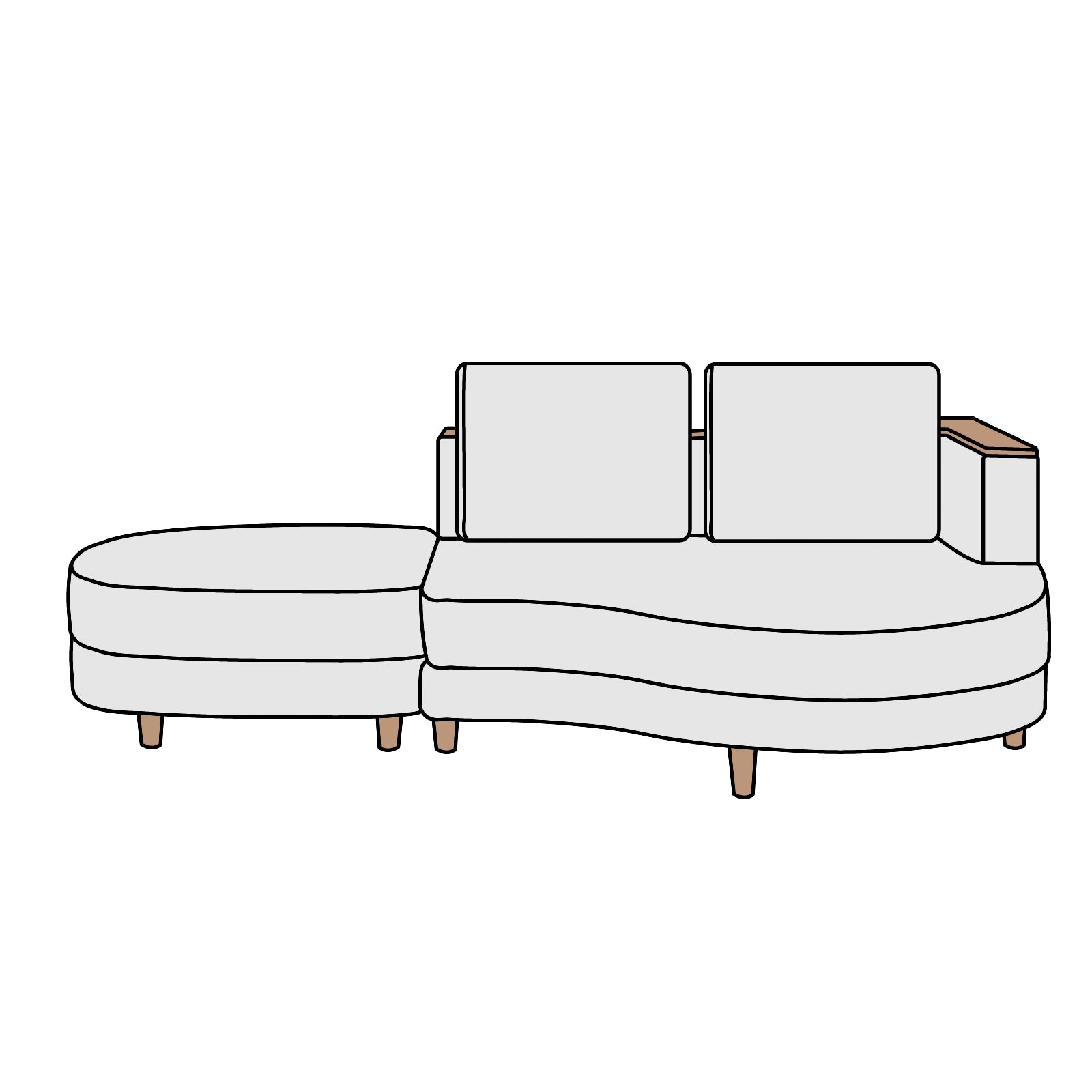 関家具 nora.(ノラ)PETR SOFA(ペトルソファ)左カウチ 横幅約206cm