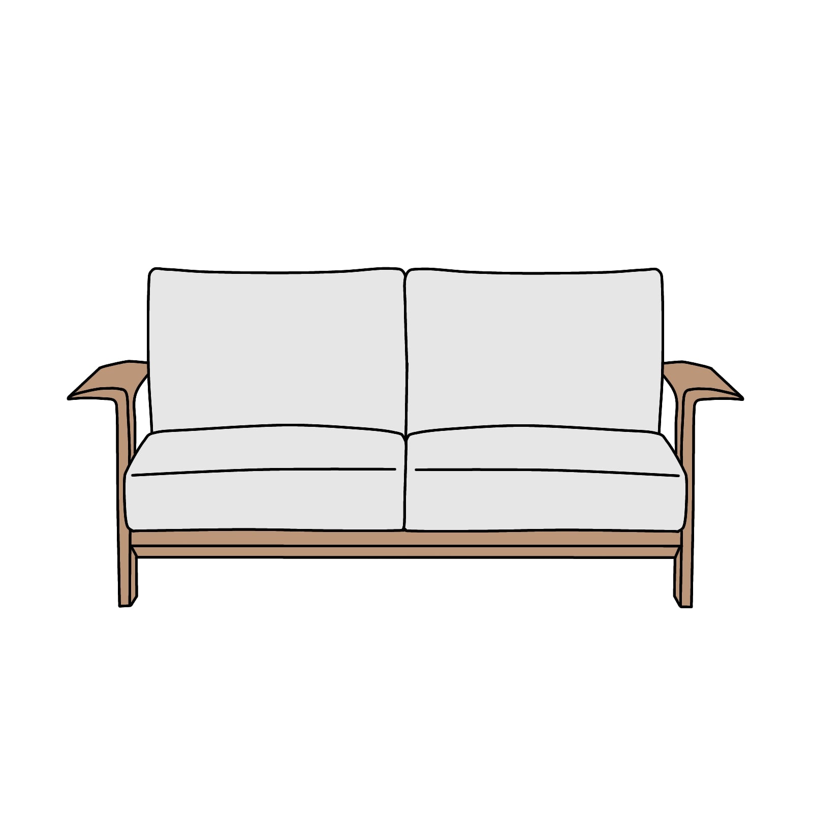 KAGURA（カグラ）無垢材 SOFA PURE（ソファ ピュア）2P　横幅約170cm