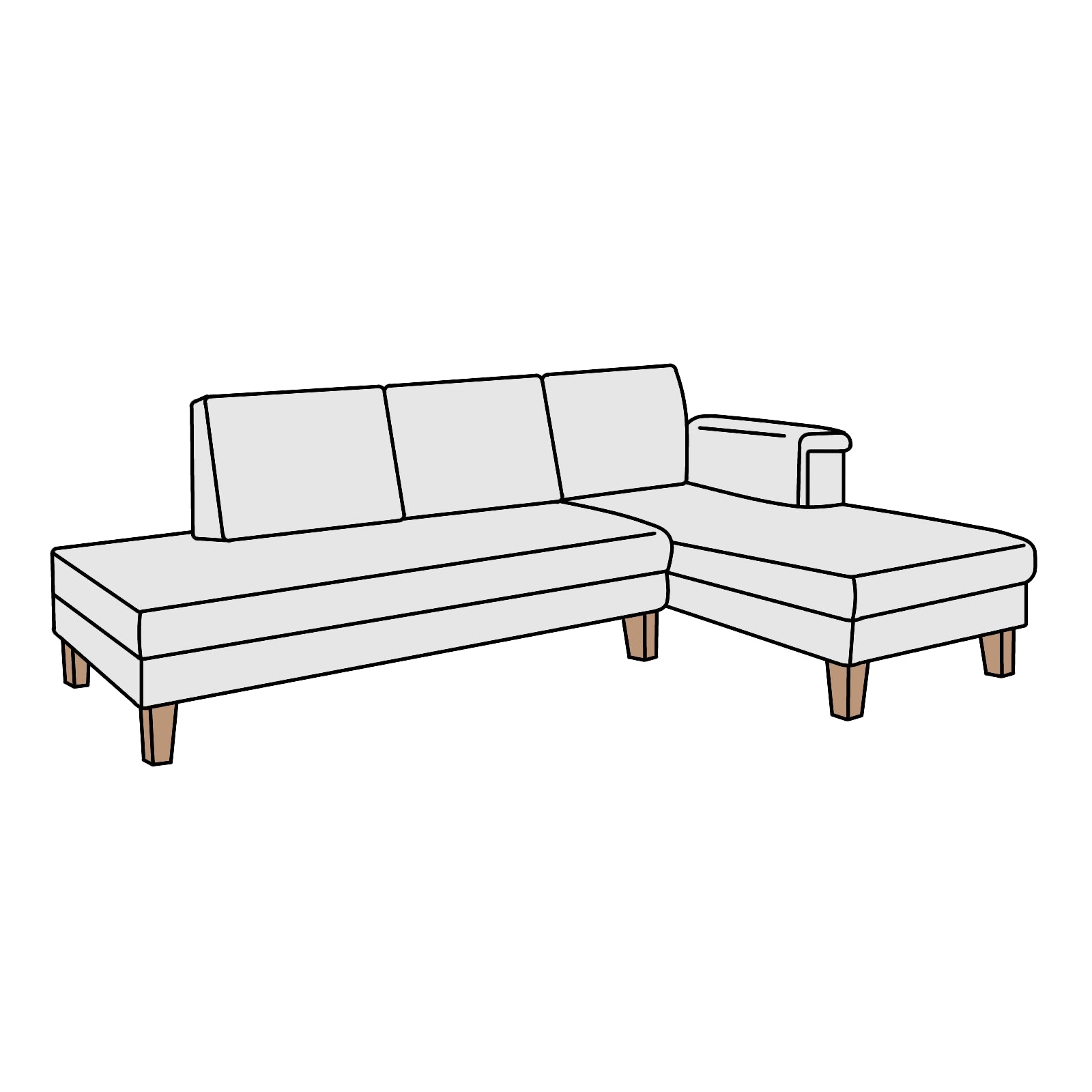 MUKU工房　ローラン　左カウチ　横幅約238cm