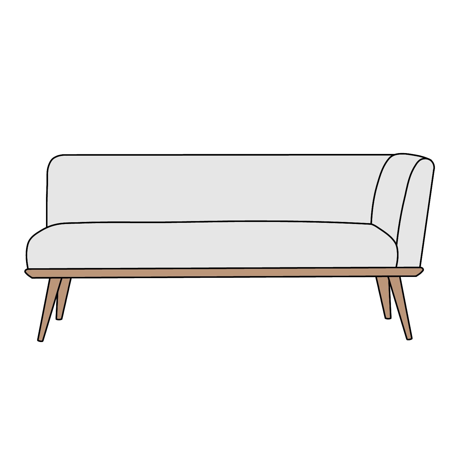 Re:CENO（リセノ）PURI（プリ）couch sofa left　カウチソファ（L）横幅約142cm